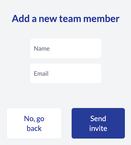 Add a new team member dialog box