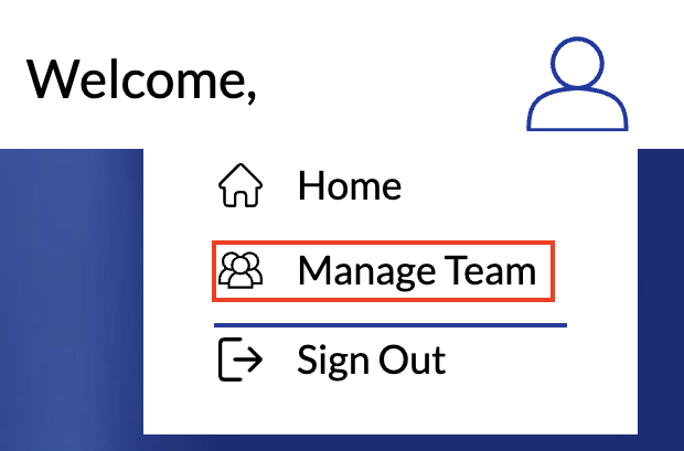 Manage Team page's navigation in the partner portal